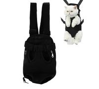 Sac Transport Chat, Sac à Dos Mains Libres à Sangle Réglable, Pas de Tension aux Epaules, Maille Respirante Porte Chat Ventral pour l'extérieur, Les Voyages, Le Métro (S -Noir)