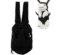 Sac Transport Chat, Sac à Dos Mains Libres à Sangle Réglable, Pas de Tension aux Epaules, Maille Respirante Porte Chat Ventral pour l'extérieur, Les Voyages, Le Métro (Noir, Large)