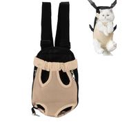Sac Transport Chat, Sac à Dos Mains Libres à Sangle Réglable, Pas de Tension aux Epaules, Maille Respirante Porte Chat Ventral pour l'extérieur, Les Voyages, Le Métro (M-Beige)