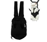 Sac Transport Chat, Sac à Dos Mains Libres à Sangle Réglable, Pas de Tension aux Epaules, Maille Respirante Porte Chat Ventral pour l'extérieur, Les Voyages, Le Métro (M-Noir)