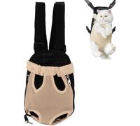 Sac Transport Chat, Sac à Dos Mains Libres à Sangle Réglable, Pas de Tension aux Epaules, Maille Respirante Porte Chat Ventral pour l'extérieur, Les Voyages, Le Métro (Beige, Large)