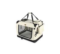Sac transport pliable chien chat caisse cage portable 50x35x36cm beige
