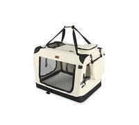 Sac transport pliable chien chat caisse cage portable 60x44x44cm beige