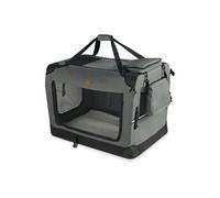 VOUNOT® Sac Transport Pliable pour Chien et Chat Caisse de Transport Respirant avec Matelas en Peluche Amovible Porté par Main/Bandoulière Idéal pour Animaux Domestiques L Gris