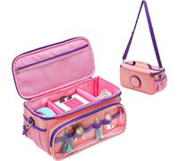 Sac Transport pour Toniebox Figurine Accessoires, Étui Rangement Portable pour Station de Charge pour Casque avec Bandoulière et Poignée pour Les Voyages et Les Randonnées -Rose