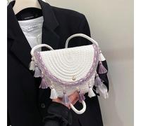 Sac tressé de style français pour femmes, nouveau modèle 2025 pour l'été, vacances à la plage. Grand sac fourre-tout avec grande capacité, idéal comme panier à provisions MulticoloreÉtoffe