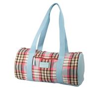 Sac Tricot Motif Tartan 42 X 22 Cm Bleu Et Rose