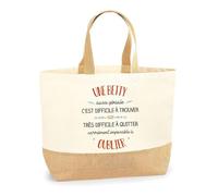 Sac Une Betty aussi géniale oublier | Cabas de Plage Courses Coton et Toile de Jute Idée Cadeau Femme