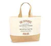 Sac Une Chrystelle aussi géniale oublier | Cabas de Plage Courses Coton et Toile de Jute Idée Cadeau Femme