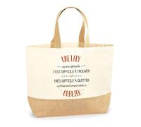 Sac Une Laly aussi géniale oublier | Cabas de Plage Courses Coton et Toile de Jute Idée Cadeau Femme