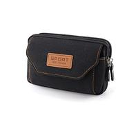 Sac universel en toile pour téléphone portable, pochette pour portefeuille, pochette pour gadget, sac à main de taille (noir, L, horizontal)