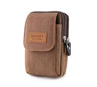 Sac universel en toile pour téléphone portable, pochette pour portefeuille, pochette pour gadget, sac à main de taille (marron, M vertical)