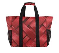 Sac utilitaire pliable en toile imperméable pour coffre de plage Motif boule de rotin Rouge, Boule en rotin avec motif rouge, 1 size, Tendance