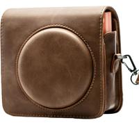 Sac vintage compatible avec appareil photo instantané Fuji Instax Square SQ1,étui en cuir vegan de qualité supérieure avec bandoulière amovible/réglable (marron)