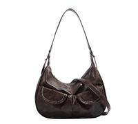 Sac vintage en cuir pour femme, grande capacité, sac à bandoulière avec sangle réglable, sac fourre-tout élégant et décontracté pour le shopping, le travail, les voyages essentiels, marron, 11.81*3.54