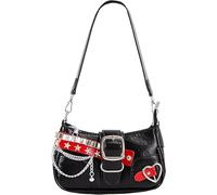 Sac Y2K, Shoujo Y2K Bag, Sac a Main Vintage, Petit Sacs a Main, Sacs à Porte des Années 2000, Bag à Porte Esthétique, Adapté à un Usage Quotidien, Fêtes, Séances Photo, Cadeaux (Cuir PU noir et rouge)