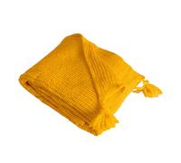 SACASA Couverture Plaid ARNISKA 130x170 cm - 100% Coton Vert Citron, Douceur Gaze & Franges Bohèmes