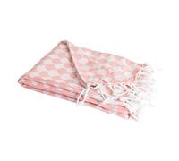 SACASA Couverture Plaid DROPALL 130x170 cm - 100% Coton Rose Saumon & Blanc - Douceur Naturelle avec Franges