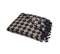 SACASA Couverture Plaid DROPALL Noir 100% Coton 130x170 cm - Franges - Douceur Naturelle