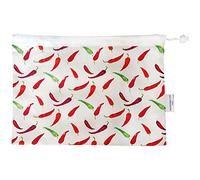 Sacasalades En Coton Enduit Grand Modèle Petit Piment - Sac Alimentaire De Conservation Naturelle A Double Enveloppe En Coton Et Coton Enduit