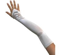 SACASUSA Mitaines de mariée en satin de 58,4 cm de long au-dessus du coude en 20 couleurs, Argenté, taille unique