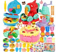 SACBRZZ 104Pièces Pate a Modeler Glace pour Enfants,36 Pots Pâte,4 in 1 Machine à Glace+machine à Pâtes+machine à Burger+machine à Gâteau Kitchen,Set D'outils en Accessoire Pate à Modeler Enfant 2 Ans