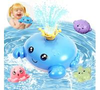 SACBRZZ Jouet Bain De Crabe,Automatique Jet d'eau Jouet De Bain pour Bebe,Lumière LED 3 Couleurs,4 Têtes De Pulvérisation,Arroseur Baignoire Fontaine d'eau Jouets,Jouets De pour Bébé Enfant 1-4 Ans