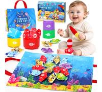 SACBRZZ Jouet Bebe 1 an, Peche a La Ligne Enfant 1 2 3 Ans, Pêche a La Ligne Jeux Montessori 1 an, avec 15 Poissons, Educatif Jouet Enfant 1 an, Cadeau Bebe pour Fille Garçon 1 2 3 Ans