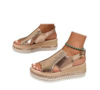 SACFOF Espadrilles compensées décontractées avec sangle de cheville pour femme - Confortables - Bout ouvert - Boucle - Chaussures d'été