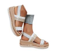 SACFOF Espadrilles compensées décontractées avec sangle de cheville pour femme - Confortables - Bout ouvert - Boucle - Chaussures d'été