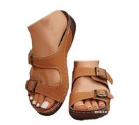 SACFOF Sandales compensées à enfiler pour femme - Confortables - Double boucle