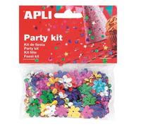 Apli 13818 - Sachet de confettis en forme de fleur de différentes couleurs métallisées : or, argent, rouge, fuchsia, vert et bleu - 13 mm