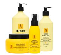 Sacha Care Expert Repair Force Hair Kit d'entretien réparateur - Shampoing 500 ml, masque capillaire 500 ml, B-tox 1000 ml et Leave In avec beurre de mangue et protéines végétales - Lot de 4