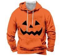 Sachen Sweats à capuche et sweatshirts à capuche citrouille pour homme - Style décontracté - Coupe ample - Design imprimé - Tissu confortable pour l'automne et l'hiver - Orange - XL