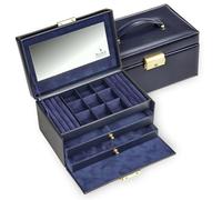 SACHER Coffret à Bijoux Elly/acuro/Bleu, Cuir/Handmade in Germany