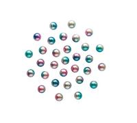 Sachet 100 perles rondes acrylique sans trou non percée bleu/rose nacrées 8mm