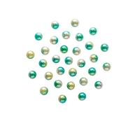 Sachet 100 perles rondes acrylique sans trou non percée vert/jaune nacrées 8mm