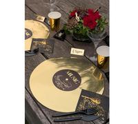 Sachet 6 Sets de Table Ronds Musique métallisés Disque d'or