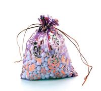 sachet à cordon pour bonbons, Lot de 25 sachets transparents en organza avec cordon serrage, couleur or rose, for bijoux, mariage, perles(Purple,1 count (Pack of 1))