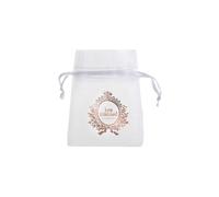 Sachet à dragées - Just Married - Blanc et rose gold - Organdi transparent - 7.5cm x 10cm - Lot de 6