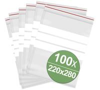 Sachet à fermeture pression avec bande d'inscription (l x H) 220 mm x 280 mm transparent Polyéthylène