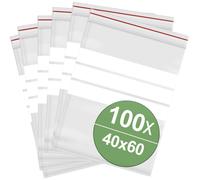Sachet à fermeture pression avec bande d'inscription (l x H) 40 mm x 60 mm transparent Polyéthylène 100 pc(s)