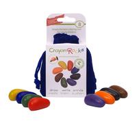 Sachet bleu 8 Cailloux Cire Naturelle couleurs primaires Crayon Rocks®