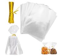 Sachet Bonbon 200 Pcs Sac Plastique Transparent avec Liens Torsadés, 15x20cm Sachet transparent, Sachet Bonbon Transparent pour Emballage Cookies Anniversaire Chocolat Gâteau Bonbons
