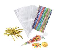 Sachet Bonbon,Sachet Confiserie,100 Pièces Sachet Plastique Transparent,Sachets Bonbons,Sachet Bonbon Transparent,Sachet Pour Bonbon,Avec 100 Liens Torsadés Pour Biscuits Chocolats Cookies Bijoux