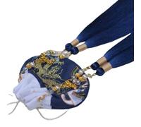 Sachet brodé style ancien Hanfu ceinture sac à main vide sac à main bleu
