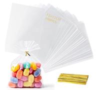 Sachet Cellophane Transparent Environnement Sachets en Cellophane pour Bougies 12x17cm Sachet Plastique Bonbon 100pcs non Toxique Pochette Cadeau Transparente pour Boulangerie Bonbon Chocolats