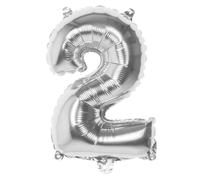 SACHET DE 1 BALLON MYLAR MÉTALLISÉ ARGENT CHIFFRE 2 HAUTEUR 36CM