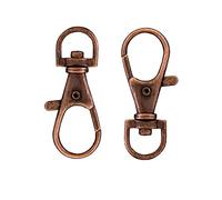 Sachet de 10 attaches fermoirs mousqueton porte clé/cléfs métal cuivre 36x12mm