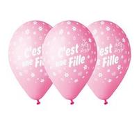 Sachet De 10 Ballons c'est Une Fille Rose/blanc - Rose Rose G